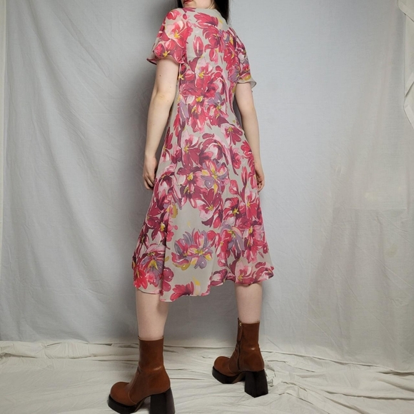 Vintage 90s floral sheer pink midi dress - Picture 5 of 5